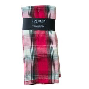 Ralph Lauren Set of 2 Tartan Plaid Red Green Kitchen Towels NWT
